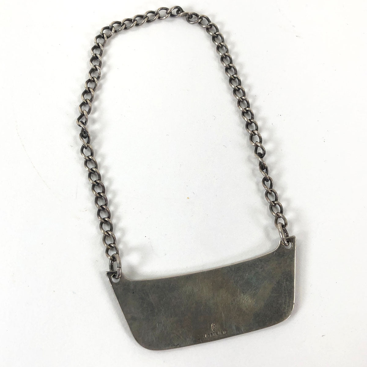 Antique Victorian Sterling Silver Luggage Tag Pendant on 